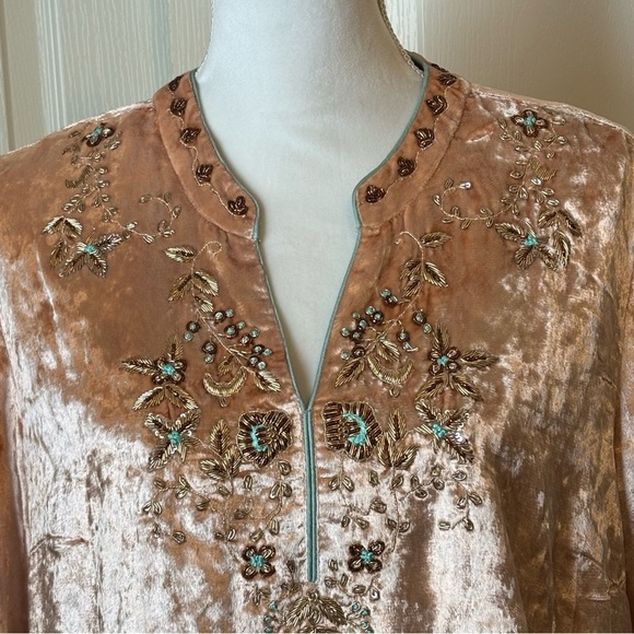 Soft Surroundings Beaded Embellishments Velvet Moroccan Slit Sides Large Petite - Picture 5 of 11